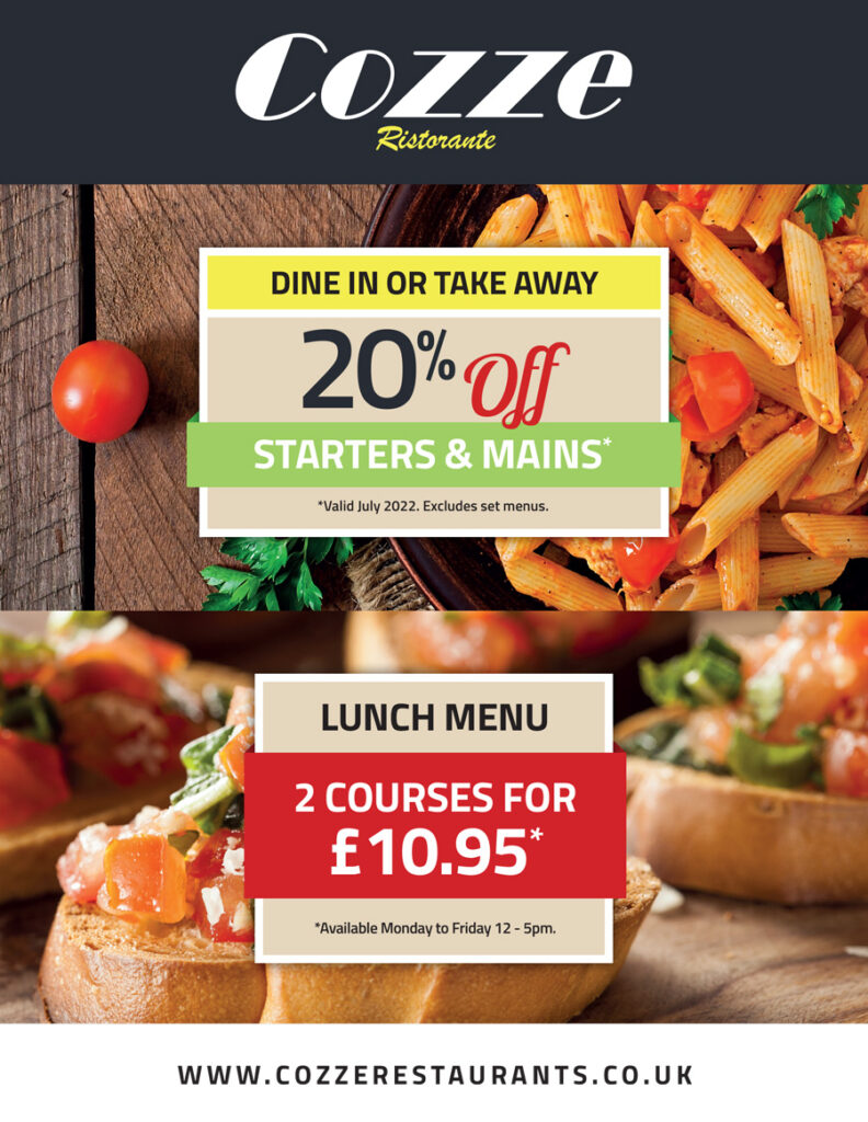 20% off starters and mains in July 2022