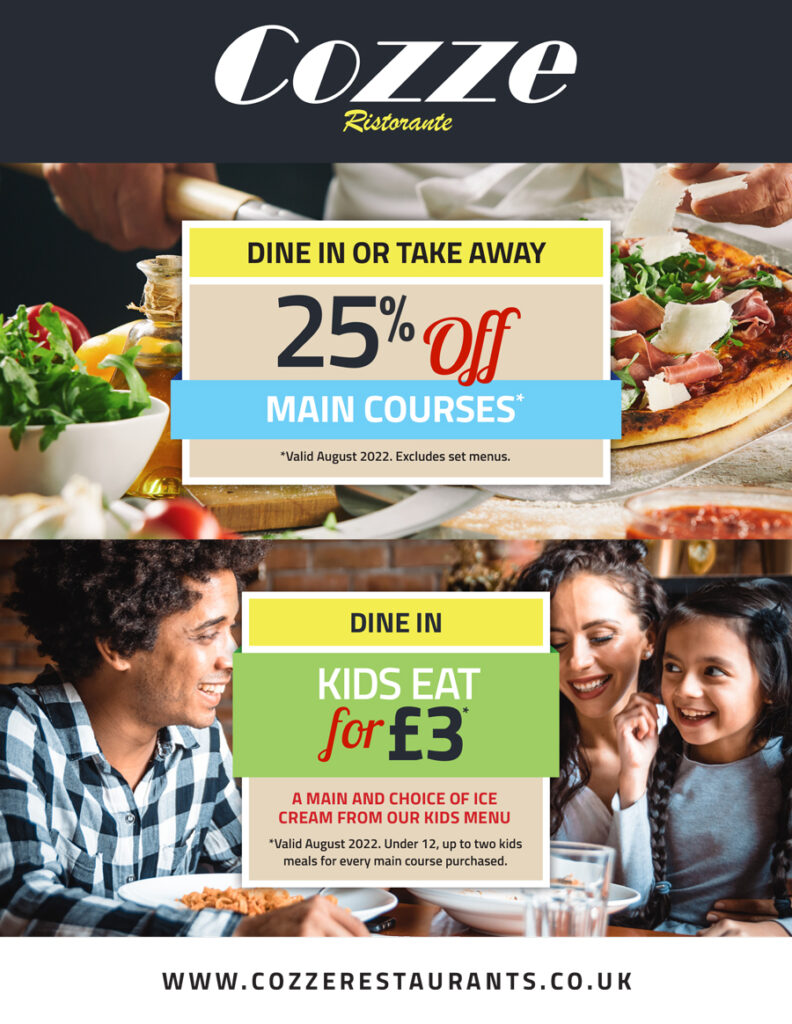 25% off main courses - kids eat for £3